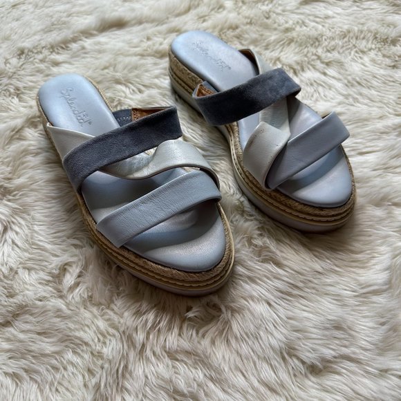 Splendid Fara French Blue Leather/Suede Espadrille Sandals Women's 8M - Picture 2 of 8